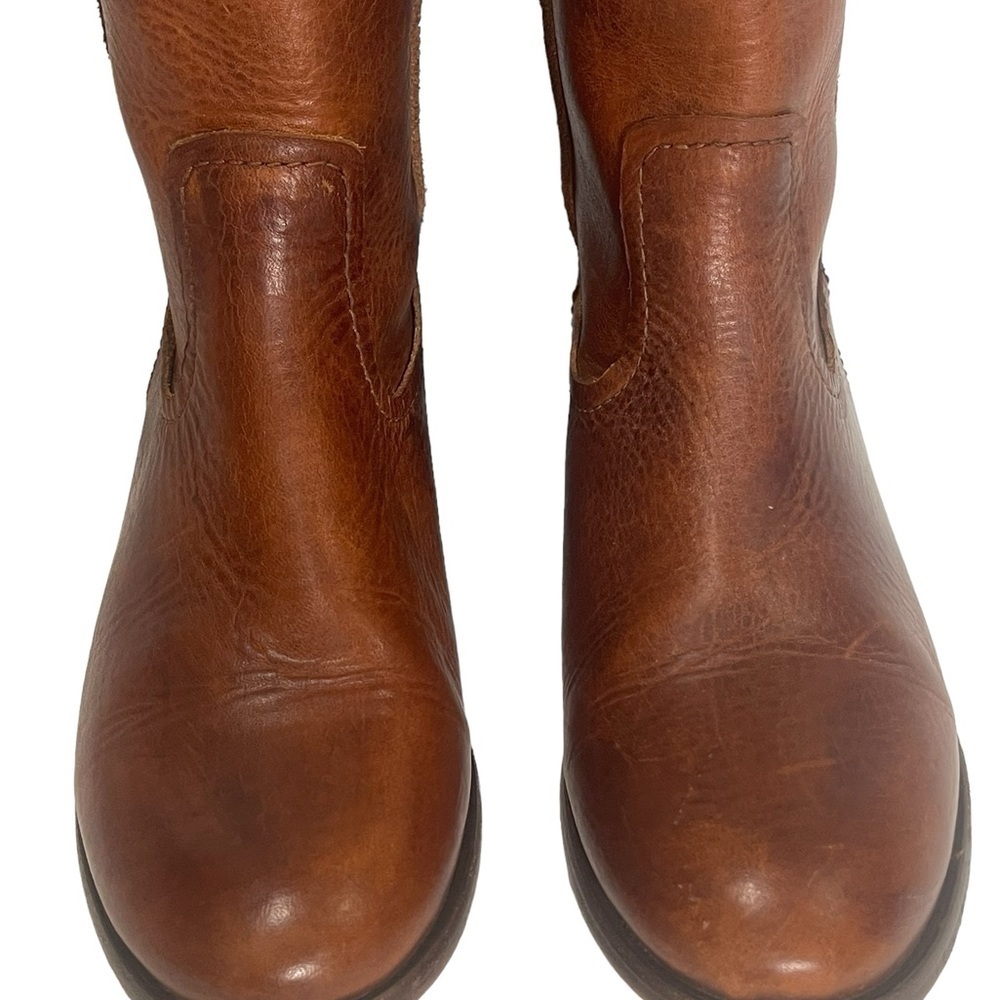 Frye Cara Short Women's Cognac Brown Leather Ankle Boot Pull On Size 8 B - Picture 6 of 14